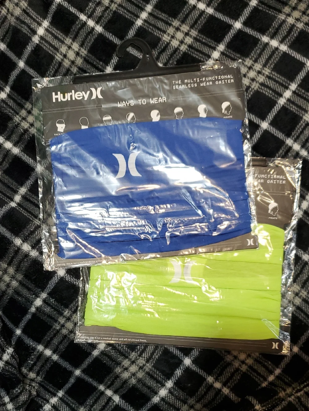 Hurley Seamless Neck Gaiters - Blue & Lime Green